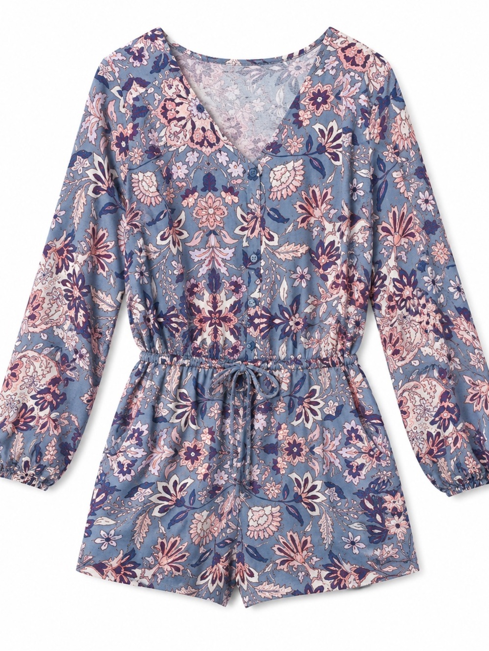 ON Floral Printed Blue Boho Romper S